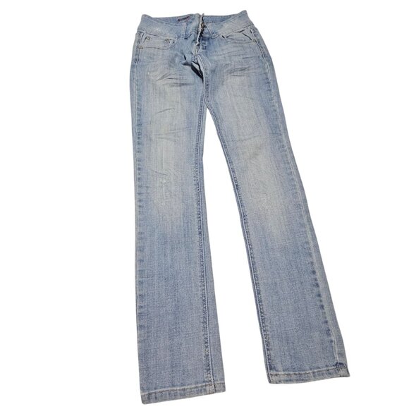 C'est Toi Jeans Womens Size 1 Skinny Low Rise Light Wash Denim Pants Juniors - Picture 2 of 6